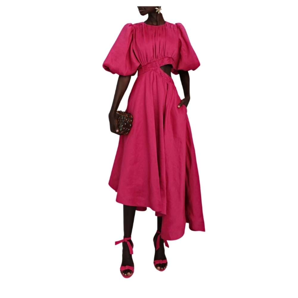 AJE Tidal Tucked Cut-Out Midi Dress, Size 2 (US)
